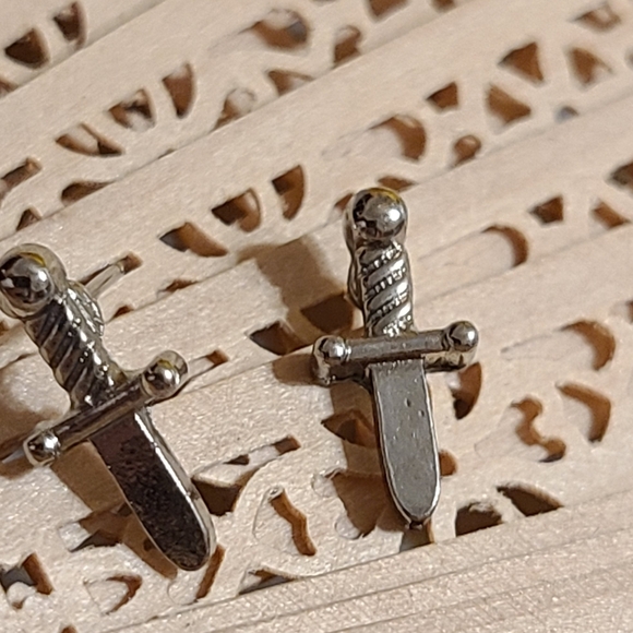 Unique Vintage Other - Silver Sword Earrings For Sale